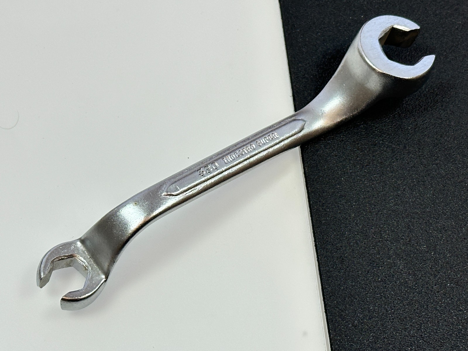NOS Indestro SUPER USA 380 Double OFFSET Open Flare Nut SAE Wrench 7/16 x 9/16