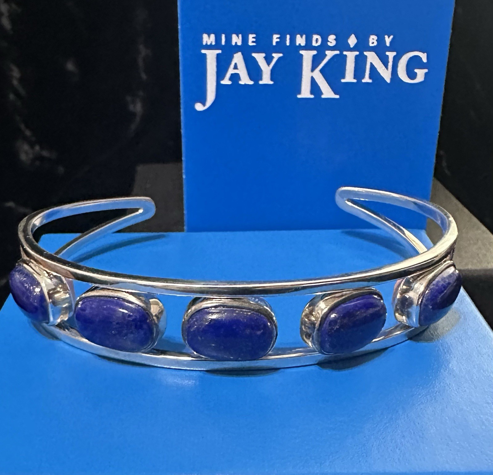 NIB Jay King Mine Finds Reversible Cuff Sterling Silver Lapis Pink Opal 24g Gift