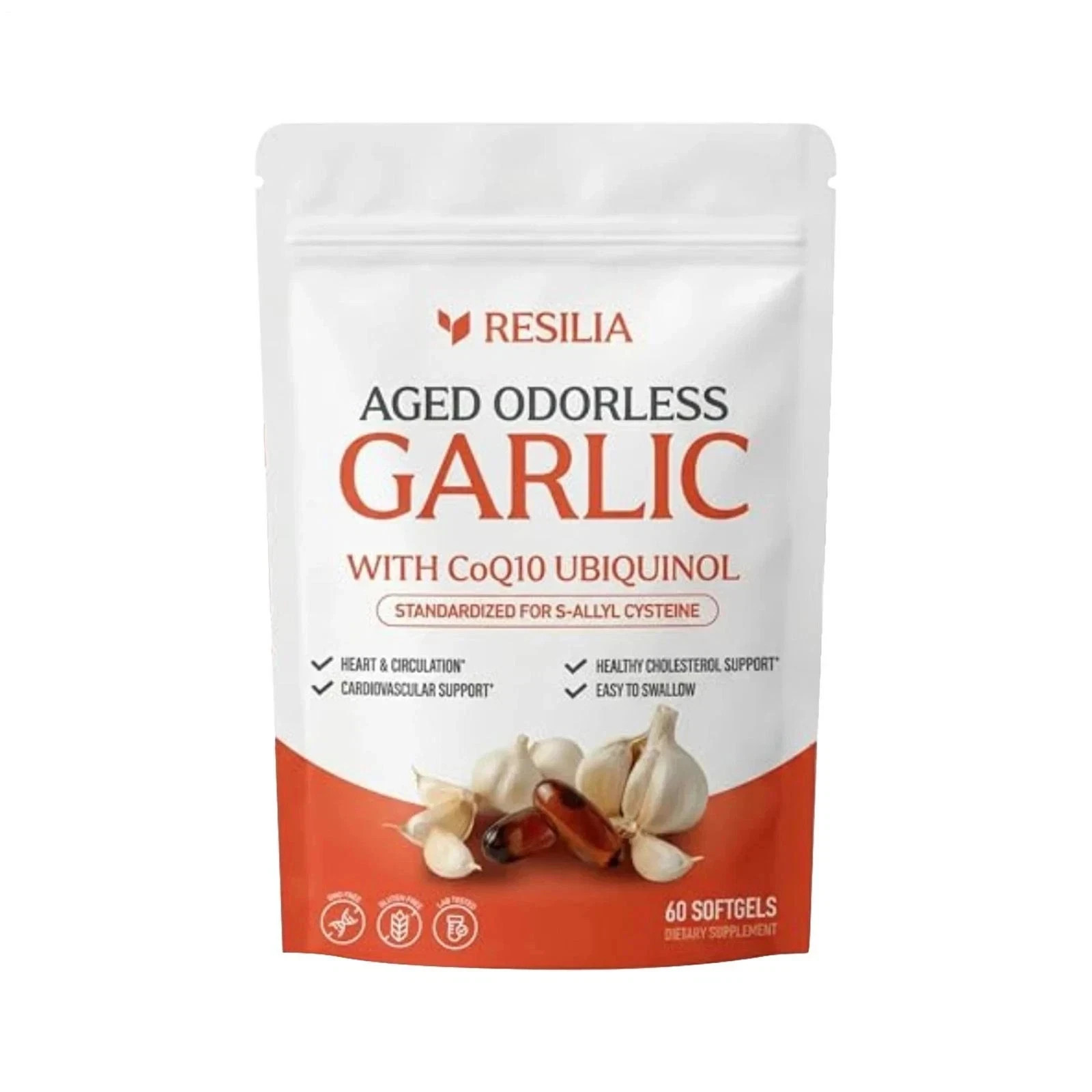 Resilia Garlic Extract 600mg Softgels (60 Count) – Odorless Aged Garlic Extra... Resilia Garlic Extract 600mg Softgels (60 Count) – Odorless Aged Garlic Extra...