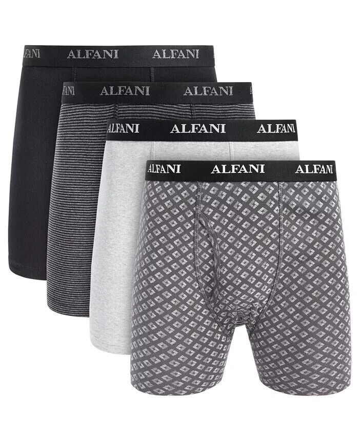 ALFANI Mens Boxer Briefs Small Grey 4-Pack Tagless 100% Cotton