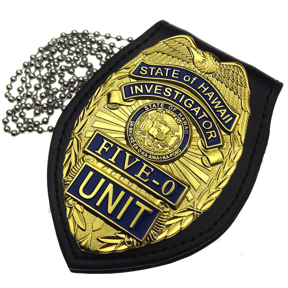 US Hawaii Five-0 Badge Hawaii 5 o Badge & Chain Belt Leather Badge Holder