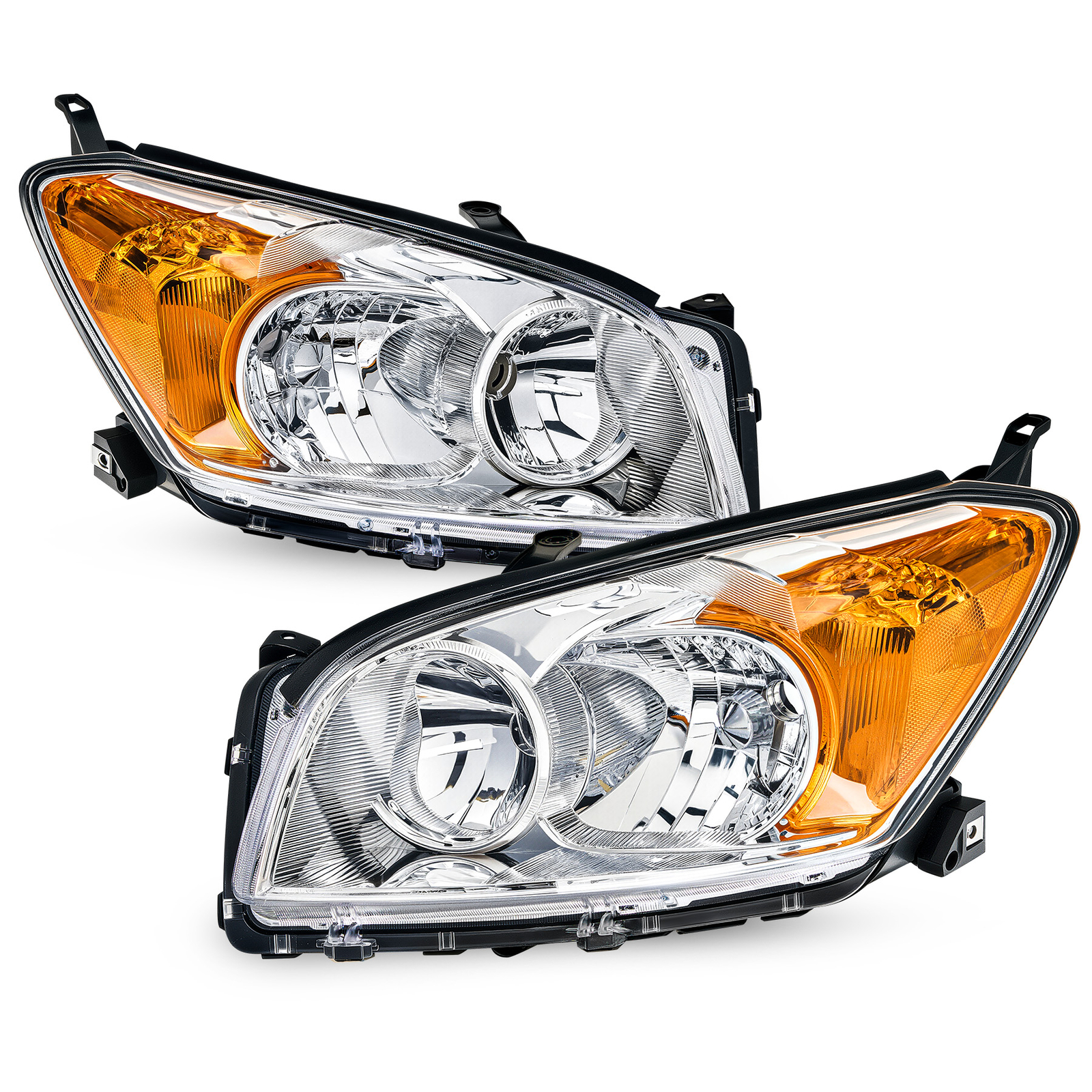 Headlights for 2009-2012 Toyota RAV4 Chrome Amber Headlamps Left Right Pair Headlights for 2009-2012 Toyota RAV4 Chrome Amber Headlamps Left Right Pair