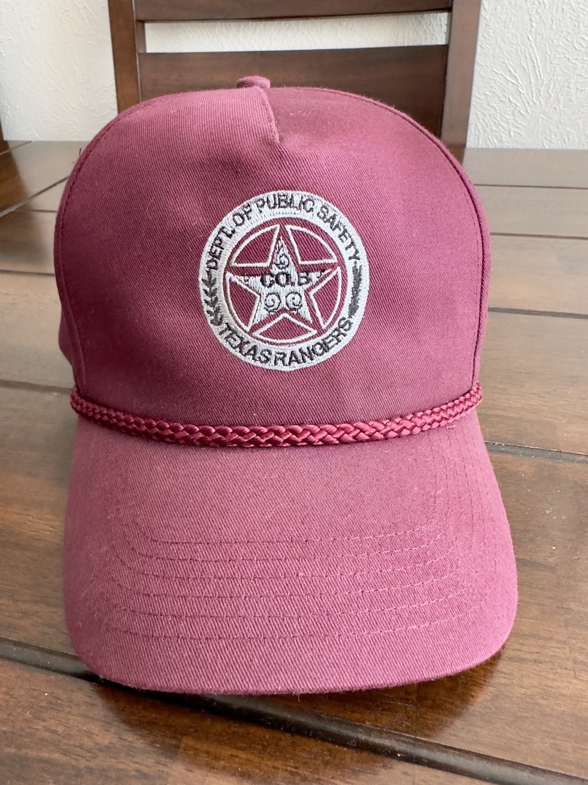 Texas Rangers Company B DPS Vintage Rope Hat, Maroon, Embroidered, Cotton