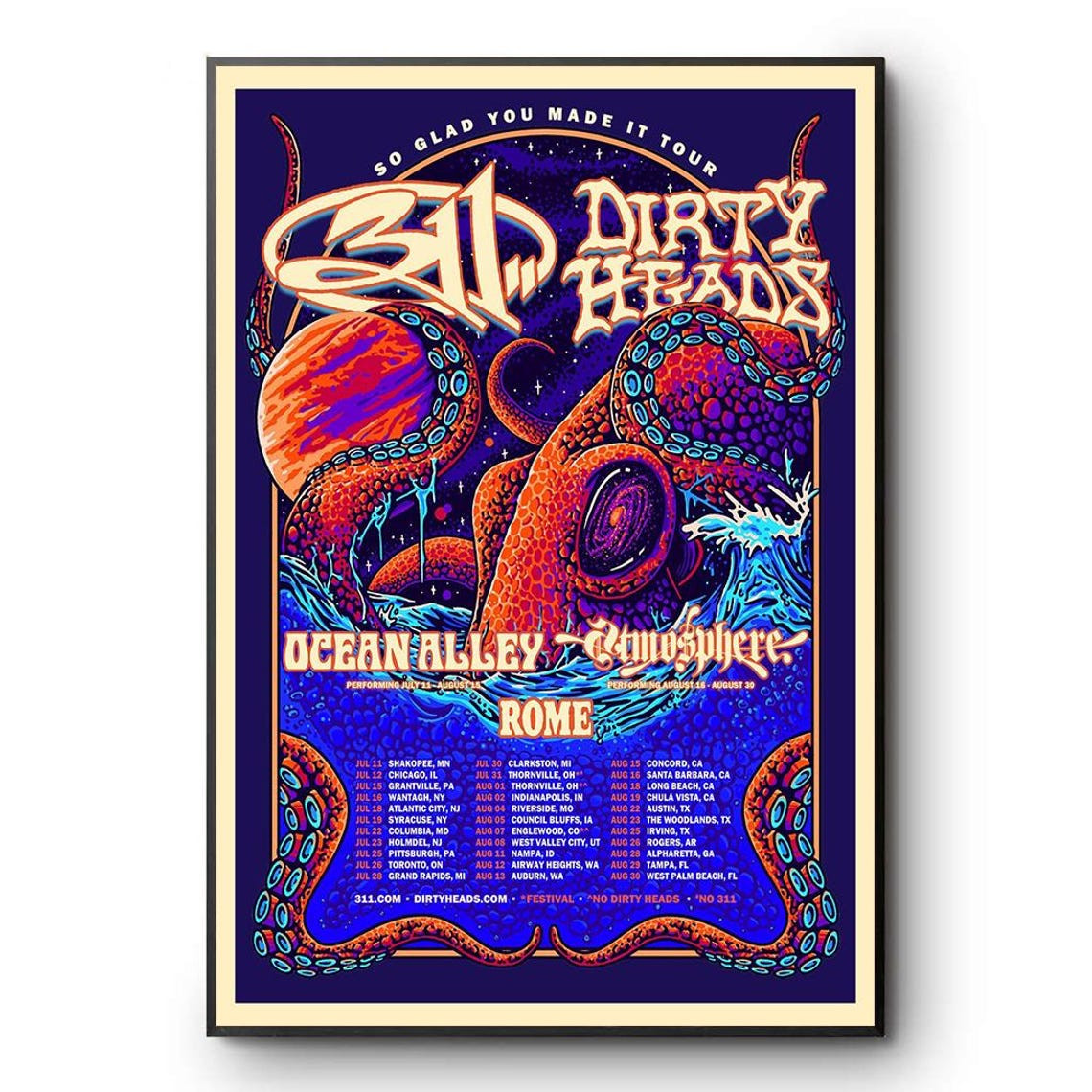 311 Dirty Heads Ocean Alley Atmosphere Concert Tour 2026 North American Poster
