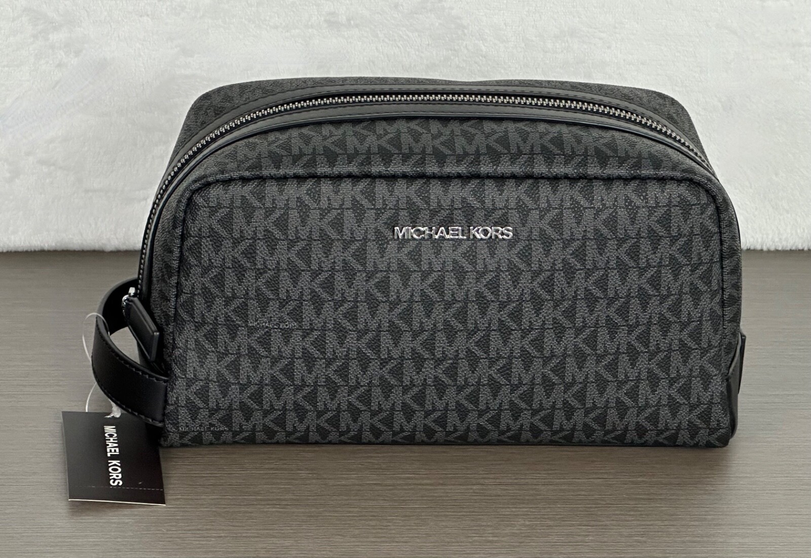 Michael Kors Men\'s Black Signature Logo Travel /Toiletry kit bag NWT $198