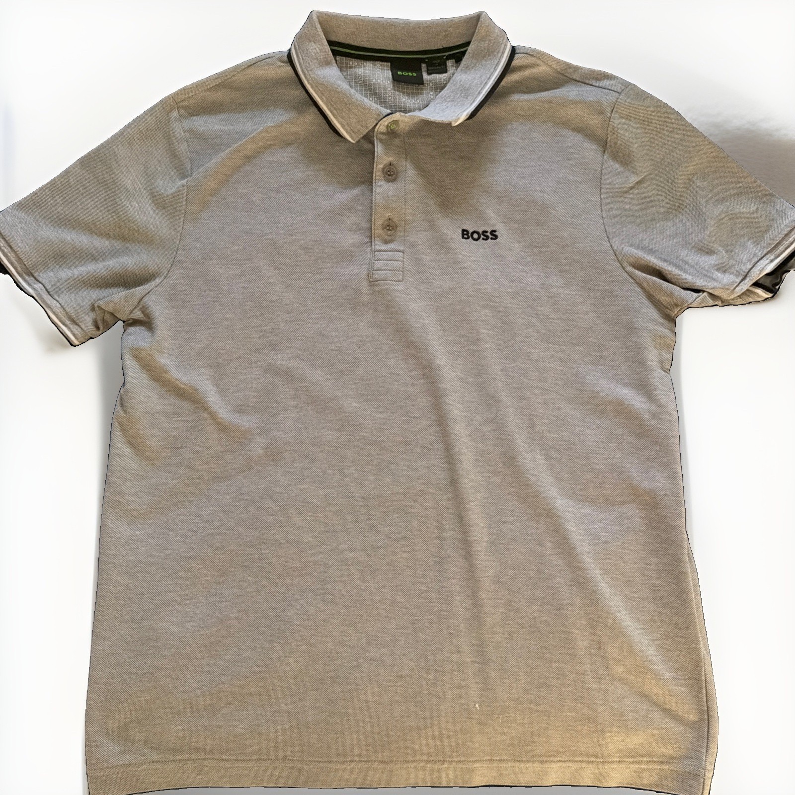 Hugo Boss Polo Shirt Men\'s Medium Gray Slim Fit Short Sleeve Stretch Preppy Hugo Boss Polo Shirt Men\'s Medium Gray Slim Fit Short Sleeve Stretch Preppy