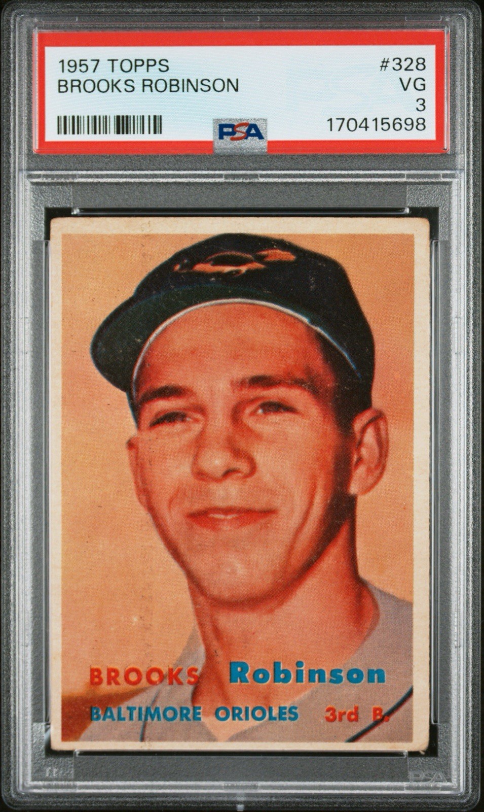 1957 Topps #328 Brooks Robinson RC Rookie HOF PSA 3 VG Newly Graded 1957 Topps #328 Brooks Robinson RC Rookie HOF PSA 3 VG Newly Graded