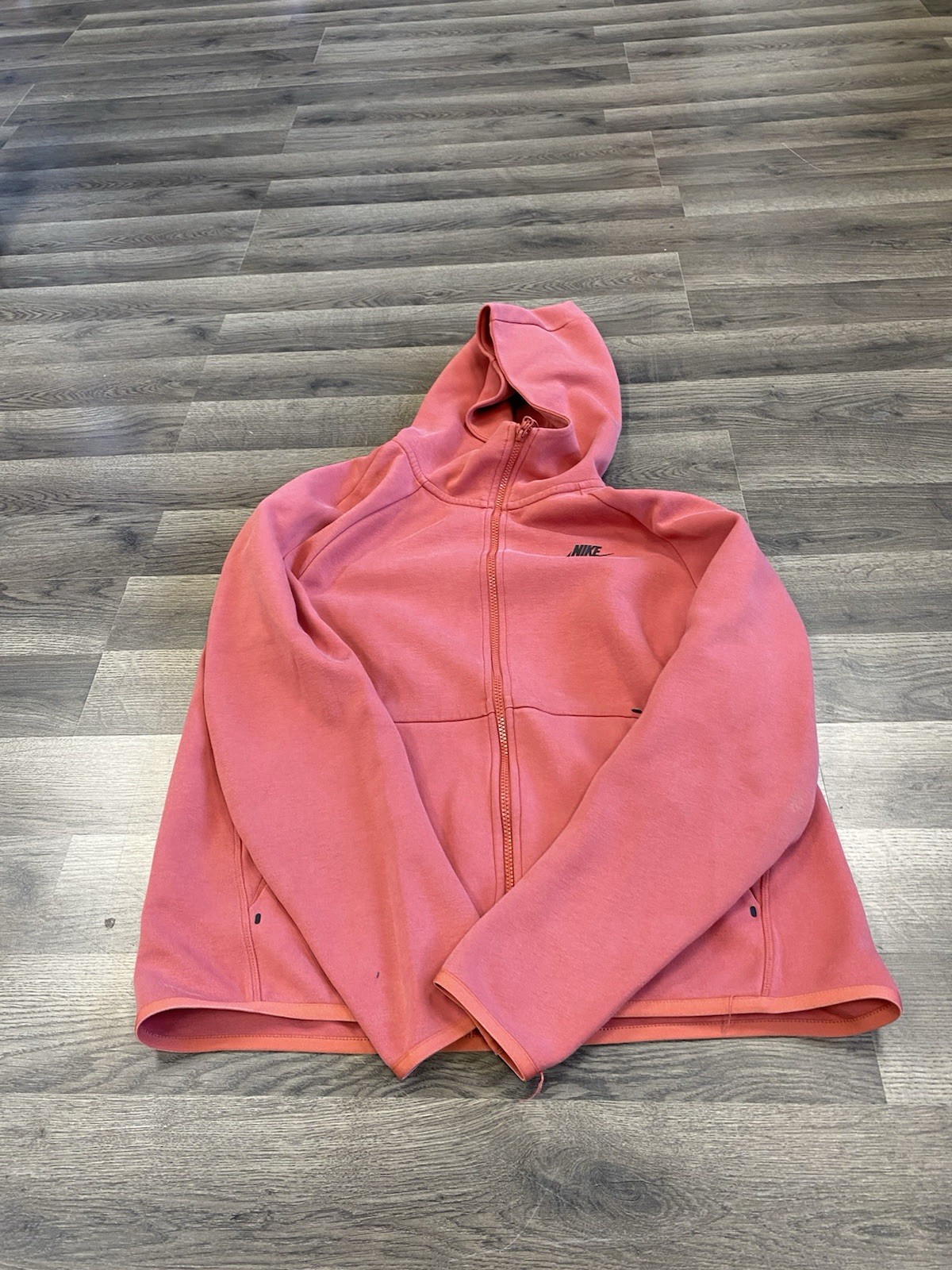 Nike Tech Men\'s Pink Full Zip Fleece Hoodie w/ Pockets Logo Size L