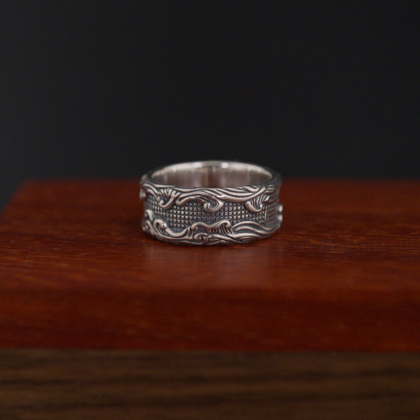 David Yurman Men's 925 Sterling Silver 10.5mm Waves Ring Size: 9.5