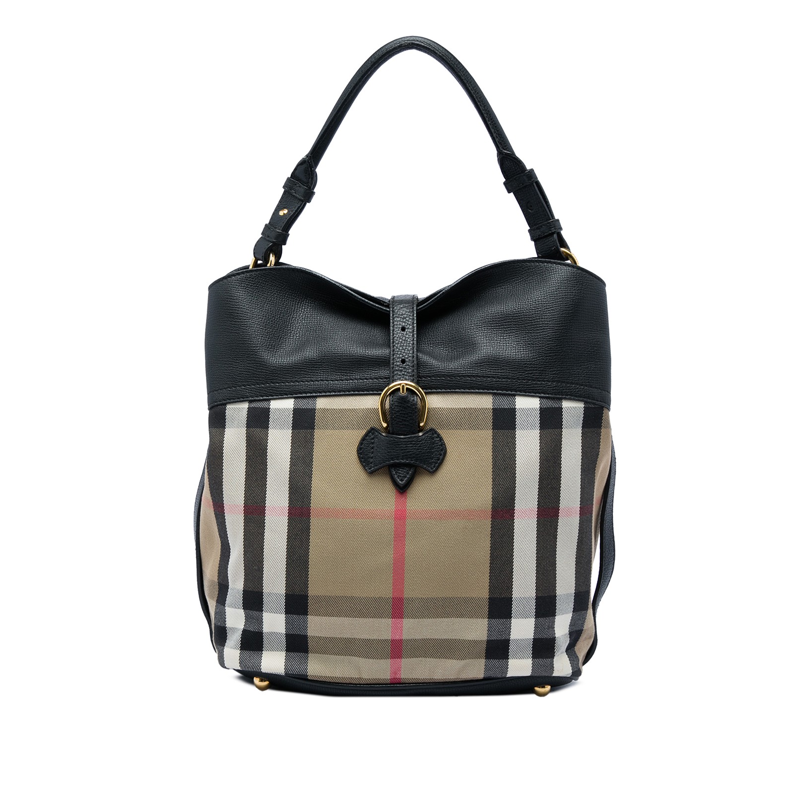 Burberry Medium Mega Check Canvas and Leather Sycamore Hobo Satchel Light Brown