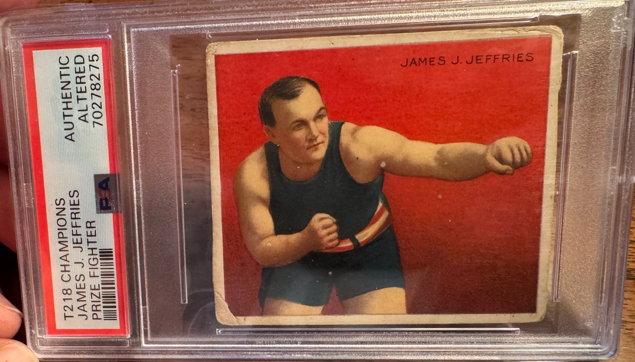 1910 ATC Champions - Tobacco T218 James J. Jeffries Mecca Back Arm Outstretched