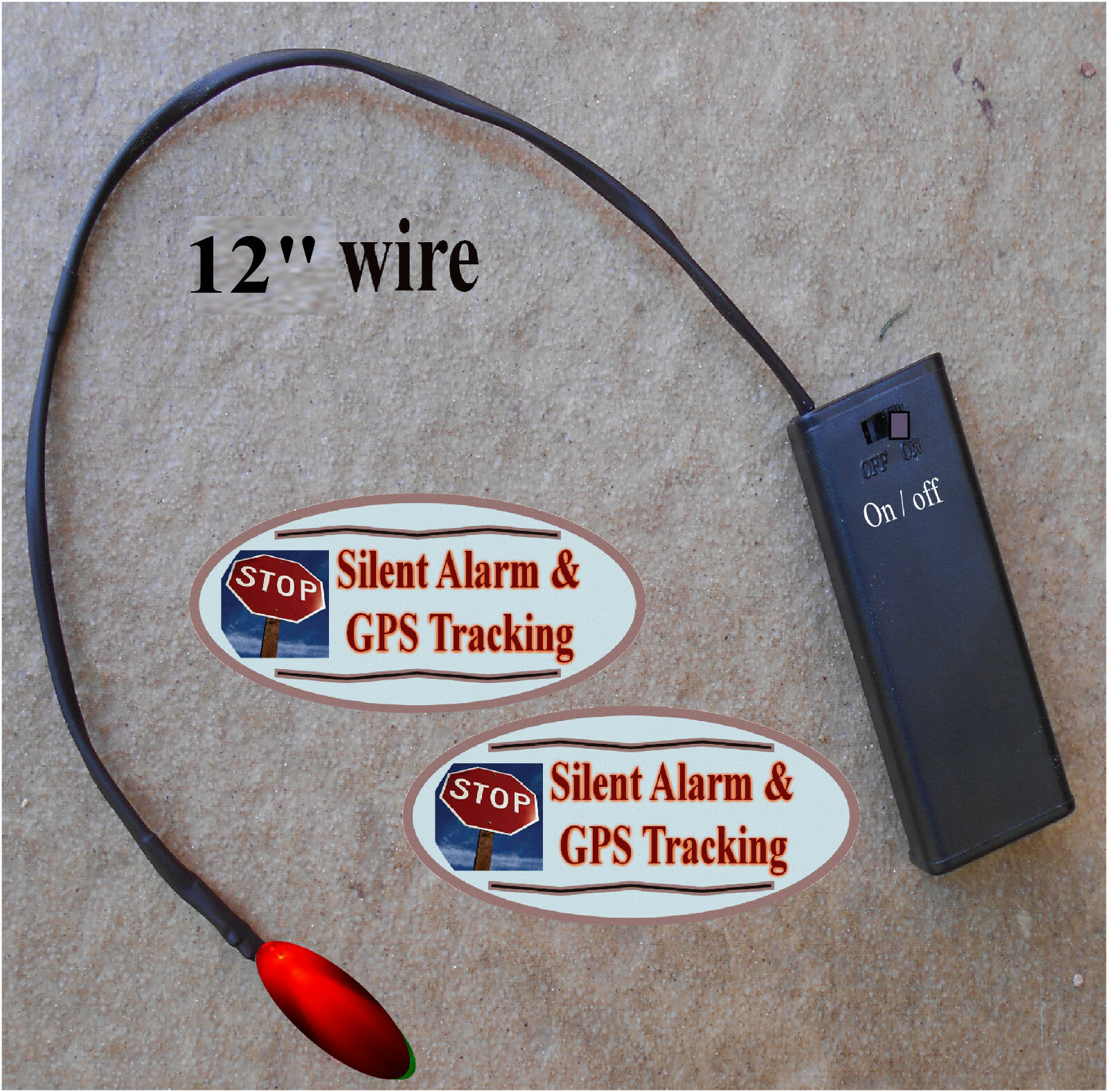 AAA Battery Blinking Flashing LED Light Car Auto Fake Alarm + 2 Warning Stickers