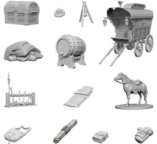 WZK73220 Dungeons & Dragons Unpainted Miniatures: Adventurer`s Campsite