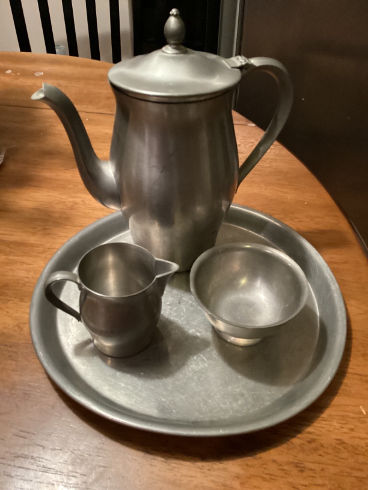 Vintage International Pewter Decorative Pewter Tea Coffee 4  Pc Set