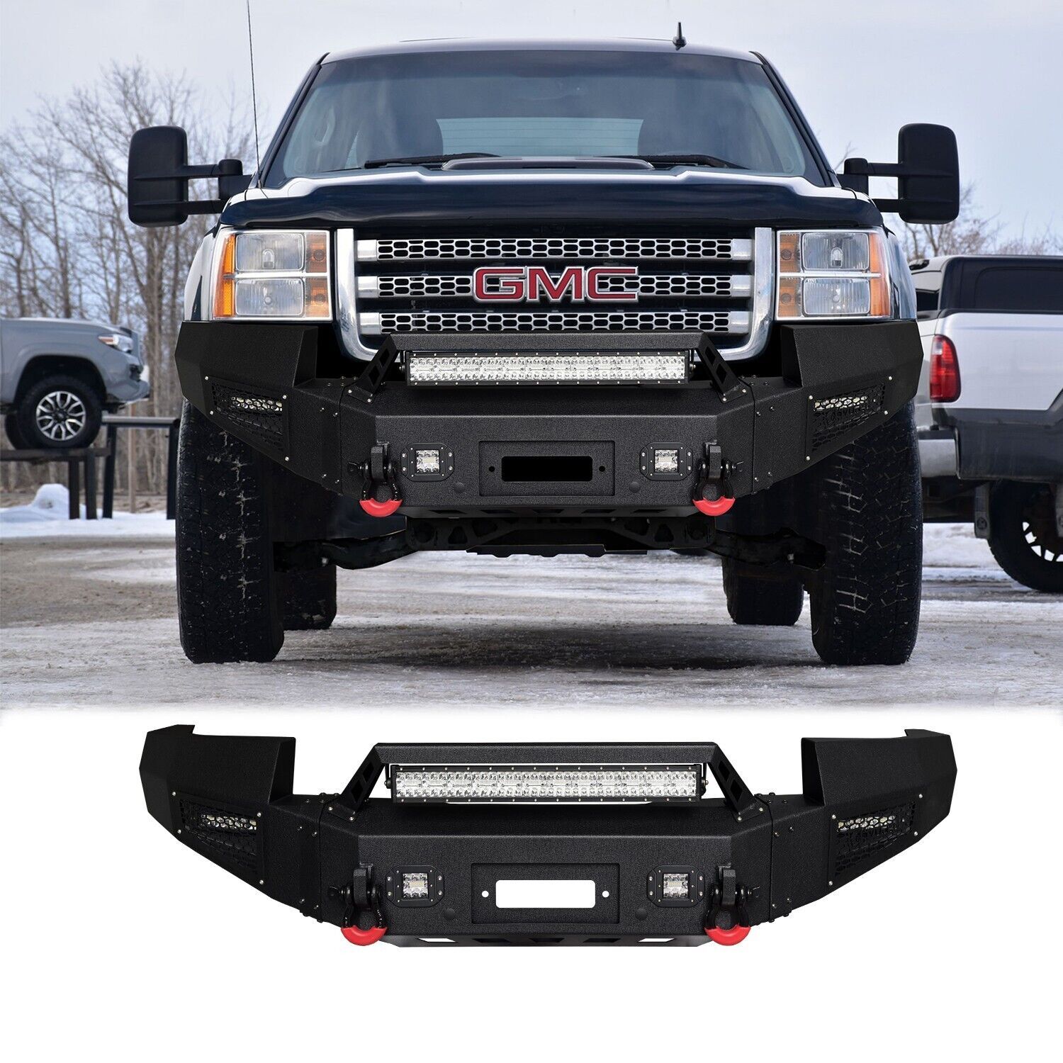 Vijay For 2007-2010 GMC Sierra 2500/3500 Front/Rear Bumper W/Winch Plate&Light