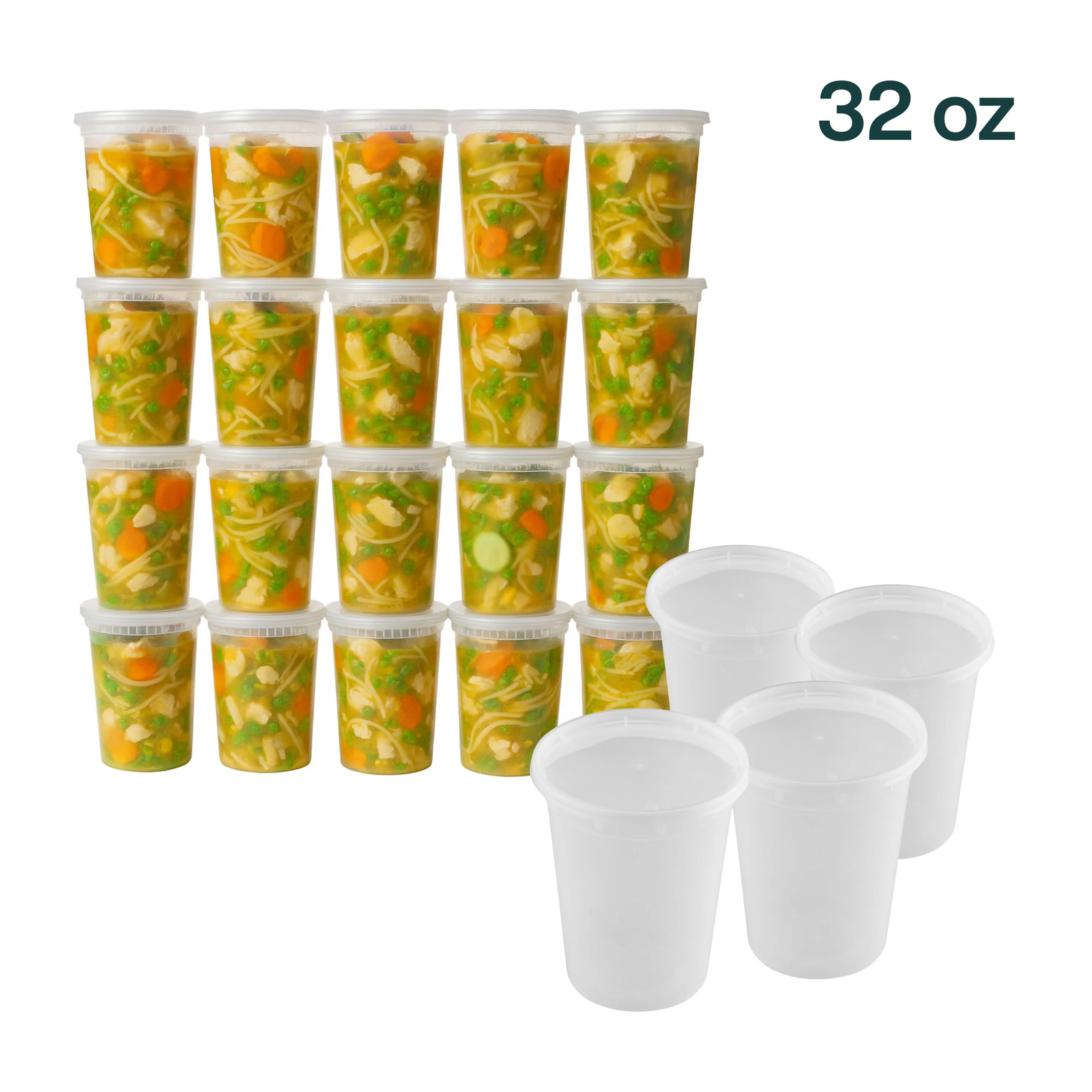 ProTakeOut, [32 oz] Heavy-Duty PP Deli Containers with Lids – 50 Sets