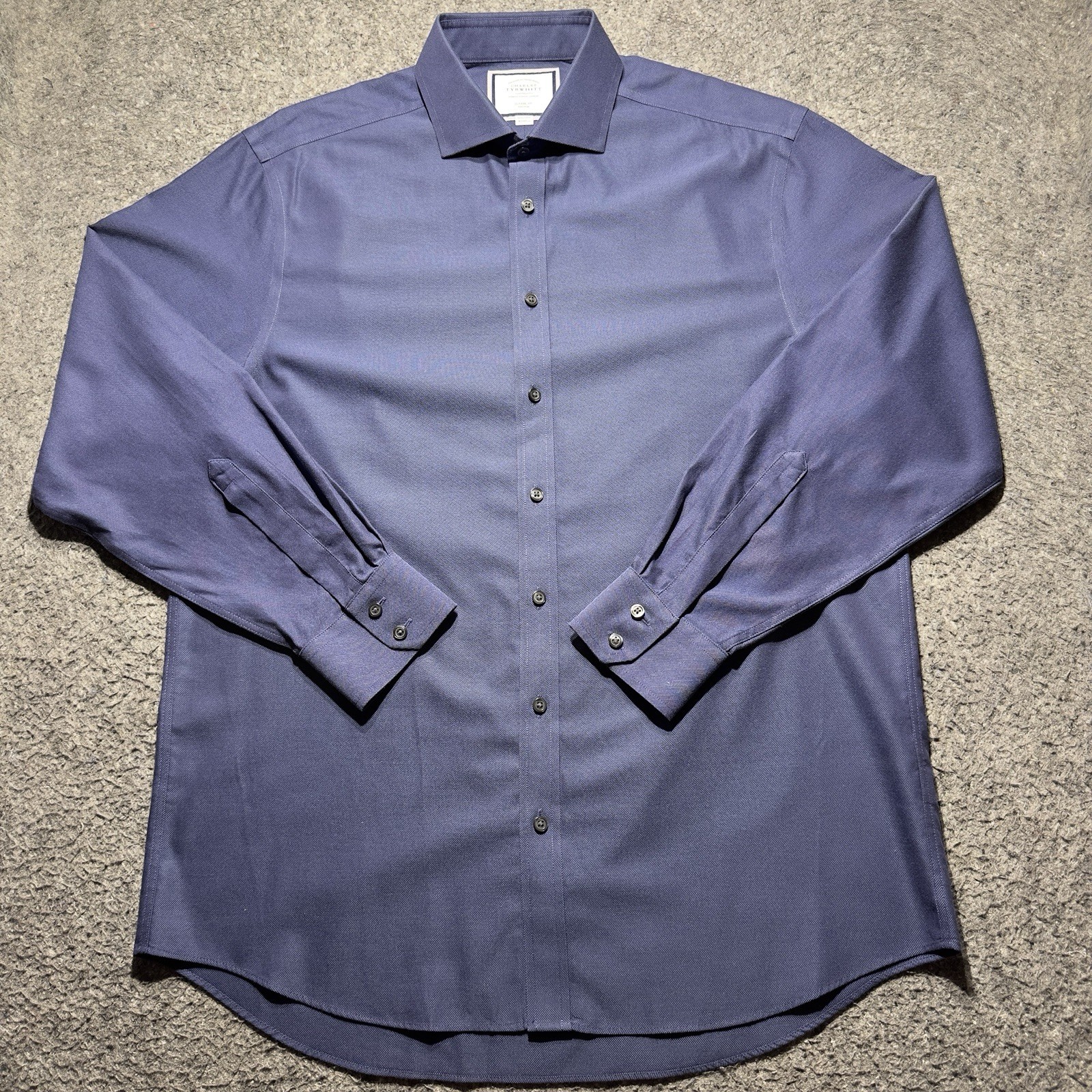 Charles Tyrwhitt Dress Shirt Men 16.5 35 Blue Classic Fit Long Sleeves Button Up