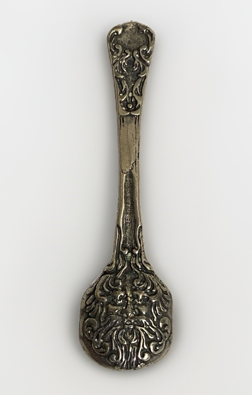 Antique 1894 Dominick & Haff RENAISSANCE Sterling Silver Salt Spoon Green Man Antique 1894 Dominick & Haff RENAISSANCE Sterling Silver Salt Spoon Green Man