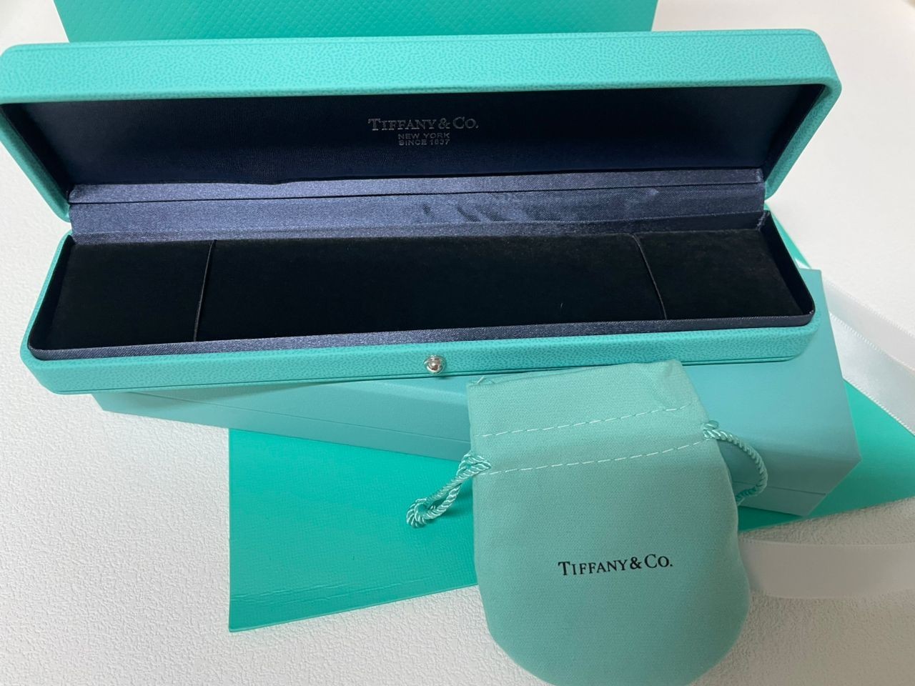 Tiffany & Co Jewelry Gift Box Bracelet /Pen /Watch Empty Case Leather Blue