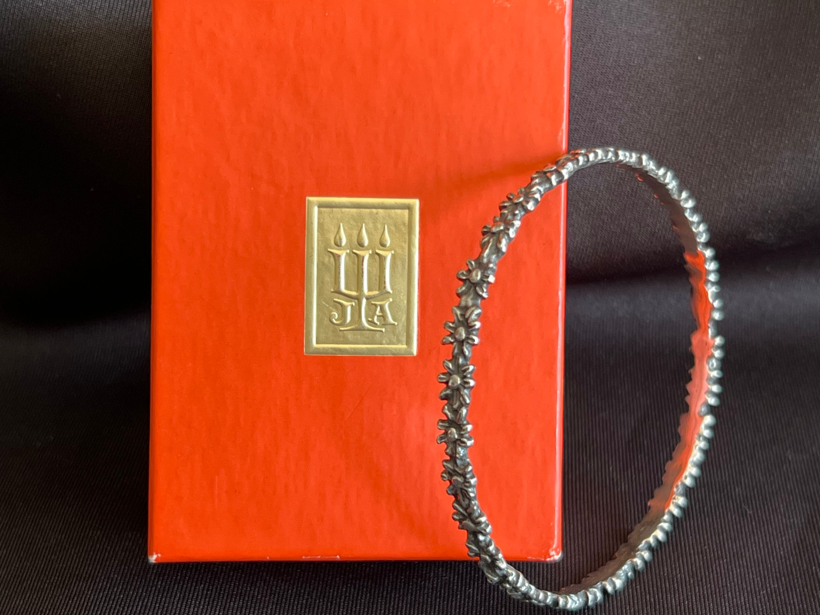 Retired James Avery Sterling Silver Margarita Flower Bangle Bracelet Size L