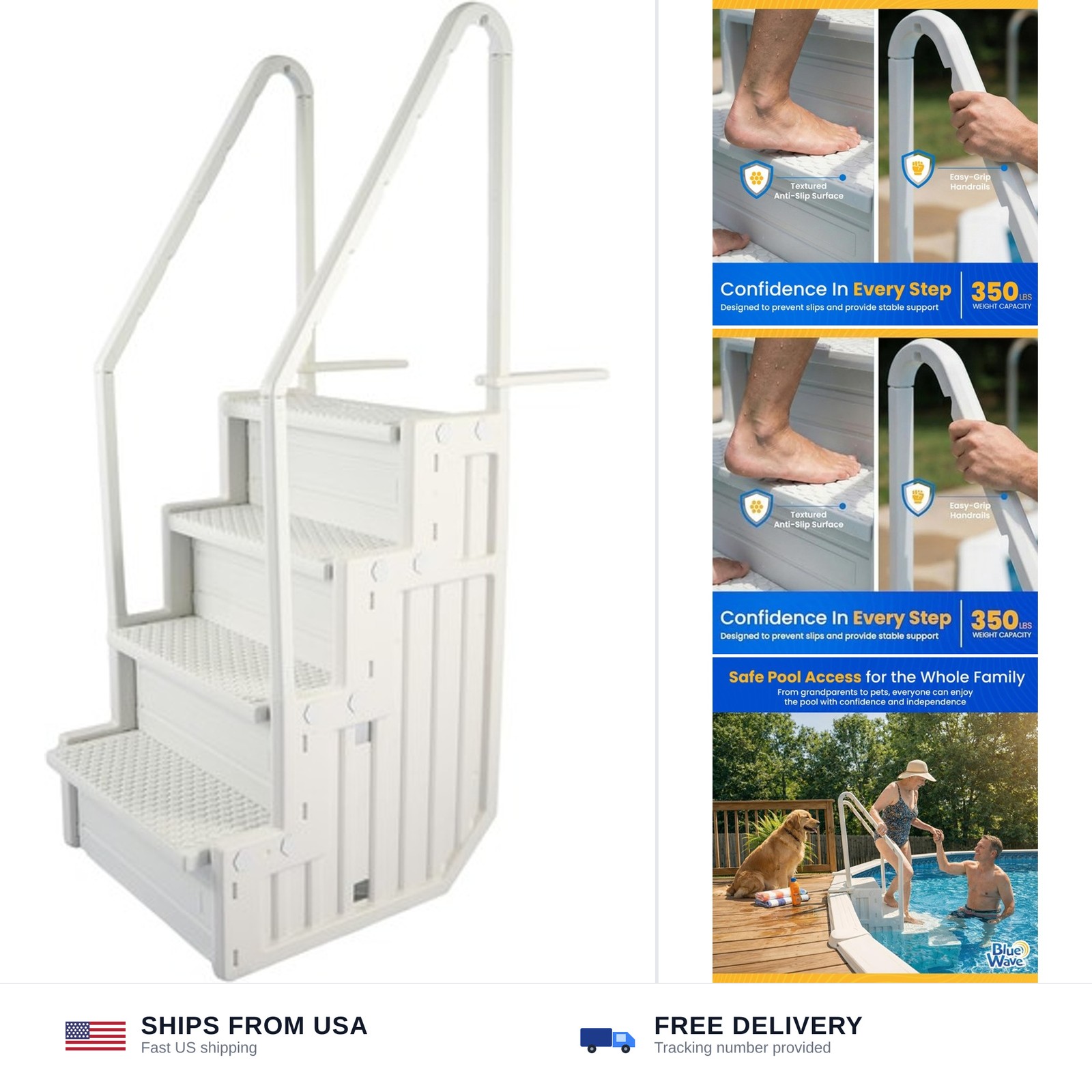 Blue Wave Easy Pool Steps – Above Ground Pool Ladder Anti-Slip Wide Stairs fo... Blue Wave Easy Pool Steps – Above Ground Pool Ladder Anti-Slip Wide Stairs fo...