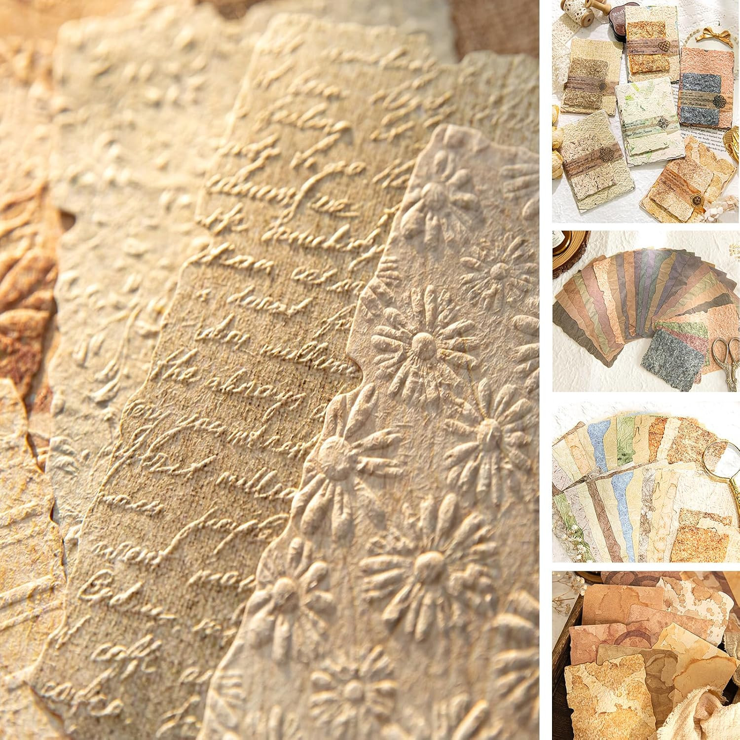 168Pcs Textured Scrapbook Paper Kit - Embossed Rice Decoupage Paper Mixed Med... 168Pcs Textured Scrapbook Paper Kit - Embossed Rice Decoupage Paper Mixed Med...
