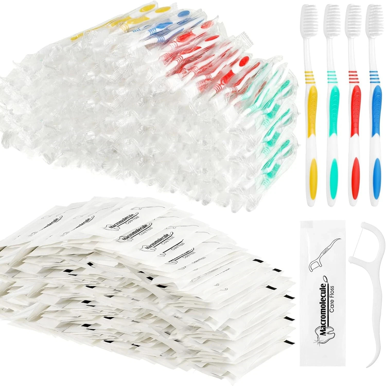 300 Pcs Individually Wrapped Toothbrushes Bulk with Dental Floss Set 100 Soft Br 300 Pcs Individually Wrapped Toothbrushes Bulk with Dental Floss Set 100 Soft Br