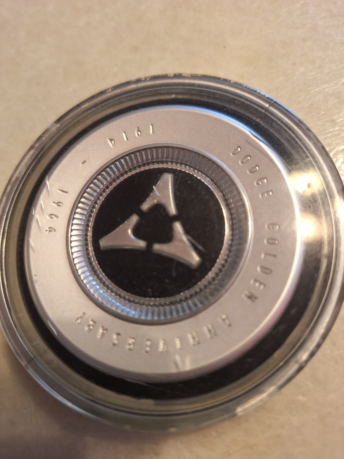 1964-1970 DODGE A-100, STEERING WHEEL EMBLEM, HORN BUTTON golden anniversary 1964-1970 DODGE A-100, STEERING WHEEL EMBLEM, HORN BUTTON golden anniversary