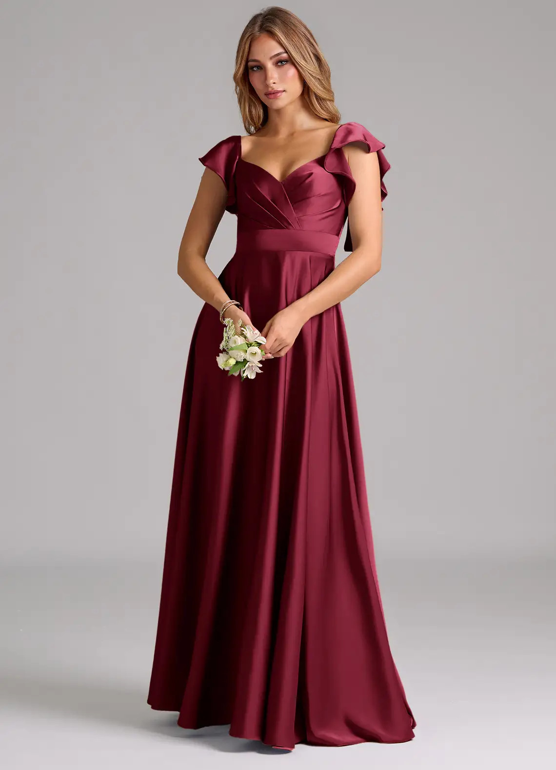 Azazie Leilani - A-Line Ruched Stretch Satin Dress Azazie Leilani - A-Line Ruched Stretch Satin Dress