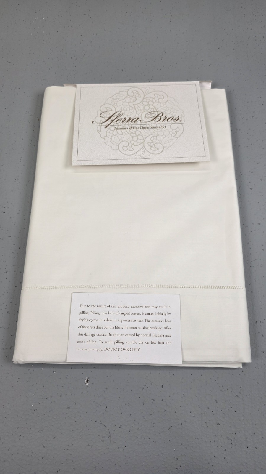 SFERRA BROS 3990 CELESTE IVORY FULL QUEEN FLAT SHEET Pure Egyptian Cotton NEW