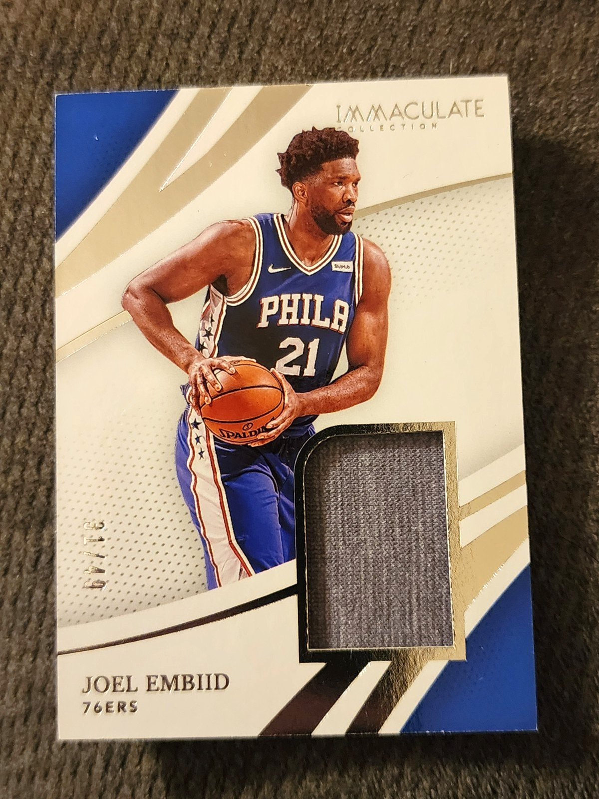 2020-21 Joel Embiid Panini Immaculate #RJ-JEM Game Used Patch Relic /49 2020-21 Joel Embiid Panini Immaculate #RJ-JEM Game Used Patch Relic /49
