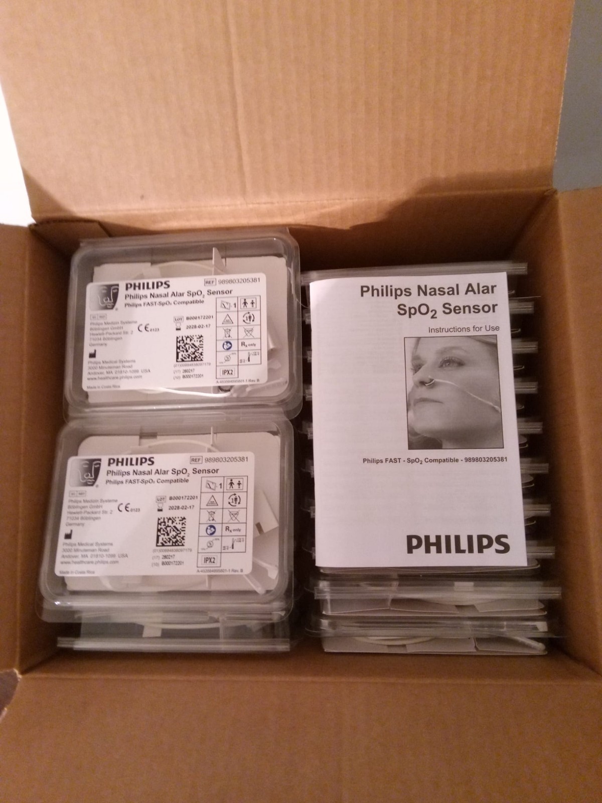 Lot 0f 20 PHILIPS NASAL ALAR SPO2 SENSOR REF 989803205381 Exp 2028-02-17