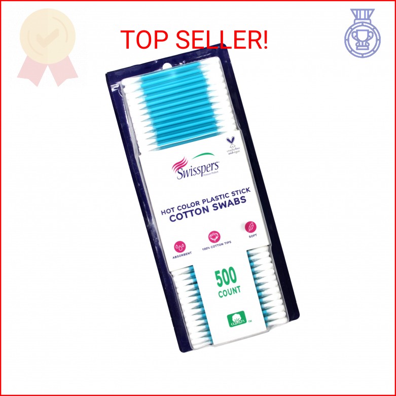 Swisspers Hot Colored Swab-500 ct (Color May Vary)