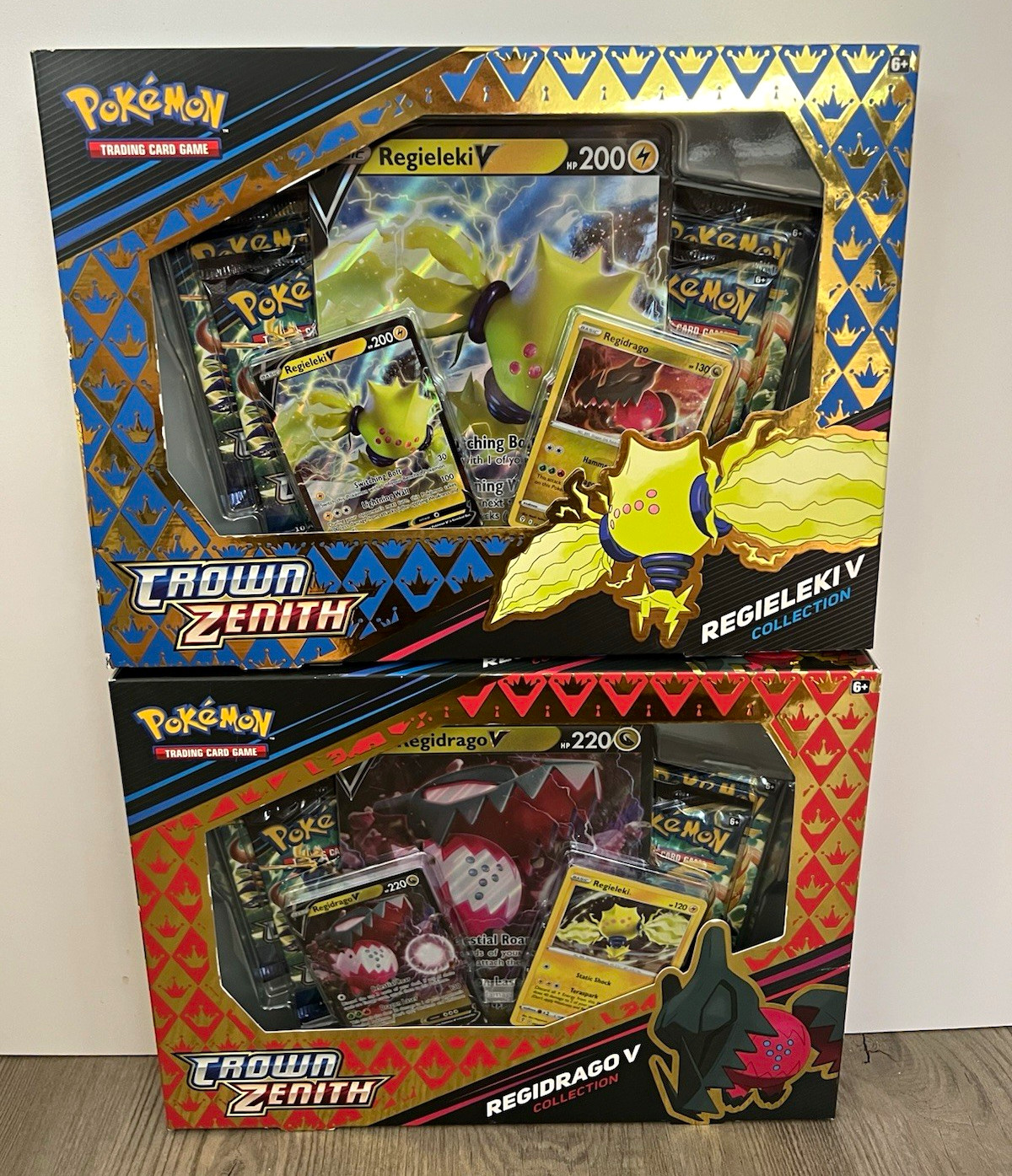 (LOT OF 2) Pokémon TCG Crown Zenith Regieleki V & Regidrago V Collection Boxes (LOT OF 2) Pokémon TCG Crown Zenith Regieleki V & Regidrago V Collection Boxes