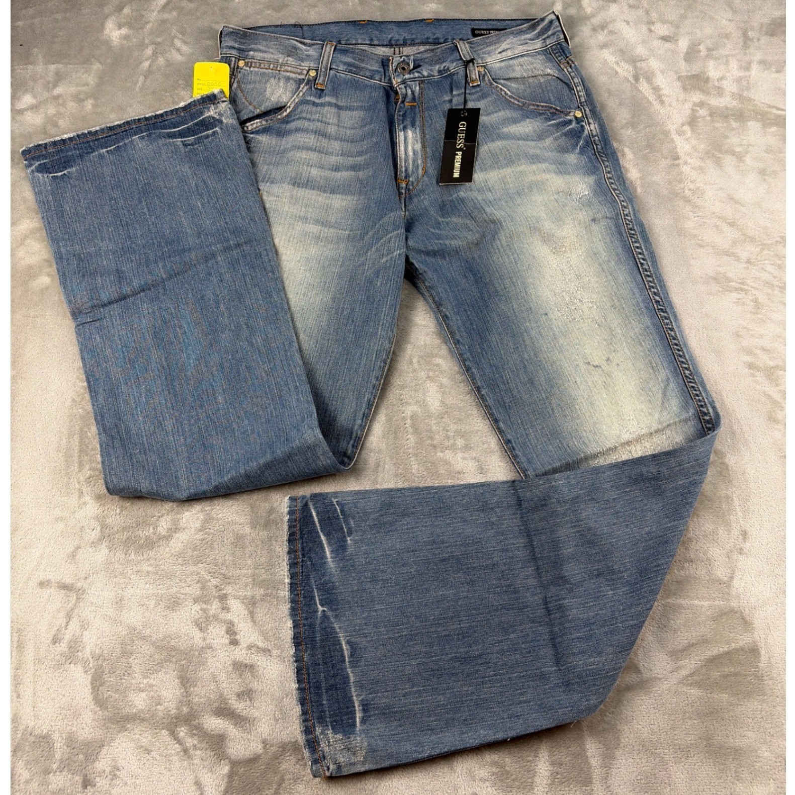 Guess Premium Mens Distressed Jeans Imperial Wash Blue Cotton Size 34