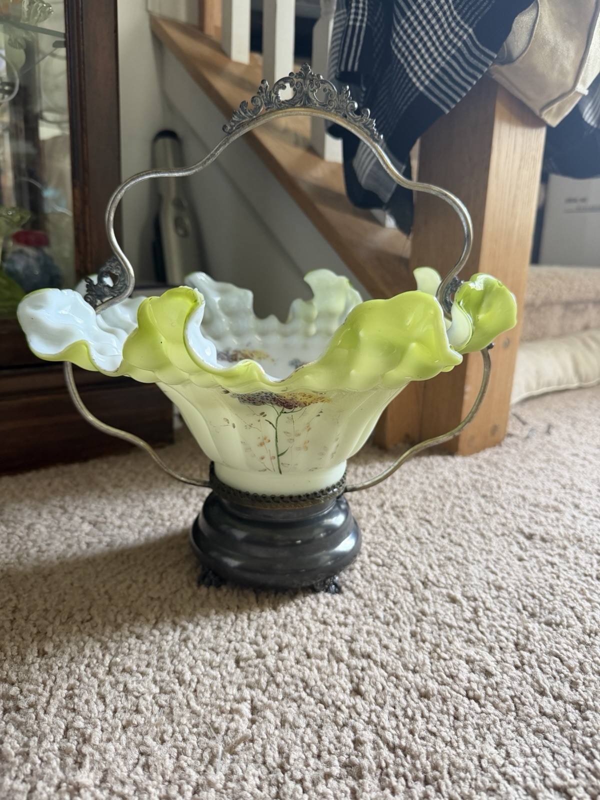 Victorian Bride’s Basket- Glass Insert With Silverplate Base