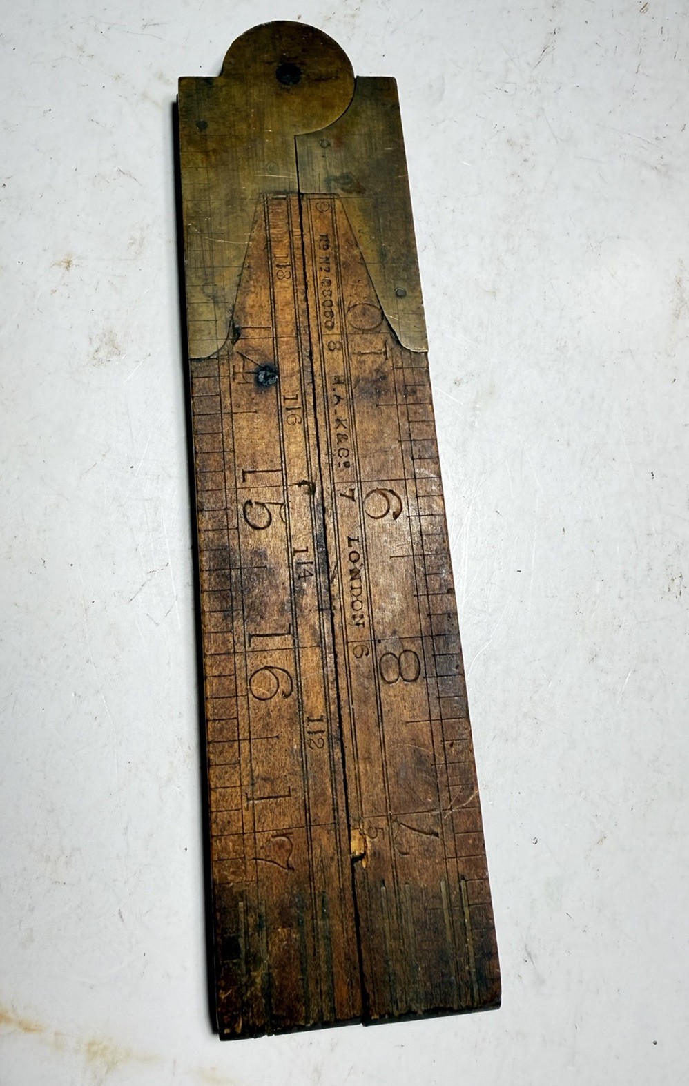 Antique H.A.K & Co. No. 2 Folding Boxwood Brass Rule Ruler LONDON *COLLECTORS* Antique H.A.K & Co. No. 2 Folding Boxwood Brass Rule Ruler LONDON *COLLECTORS*