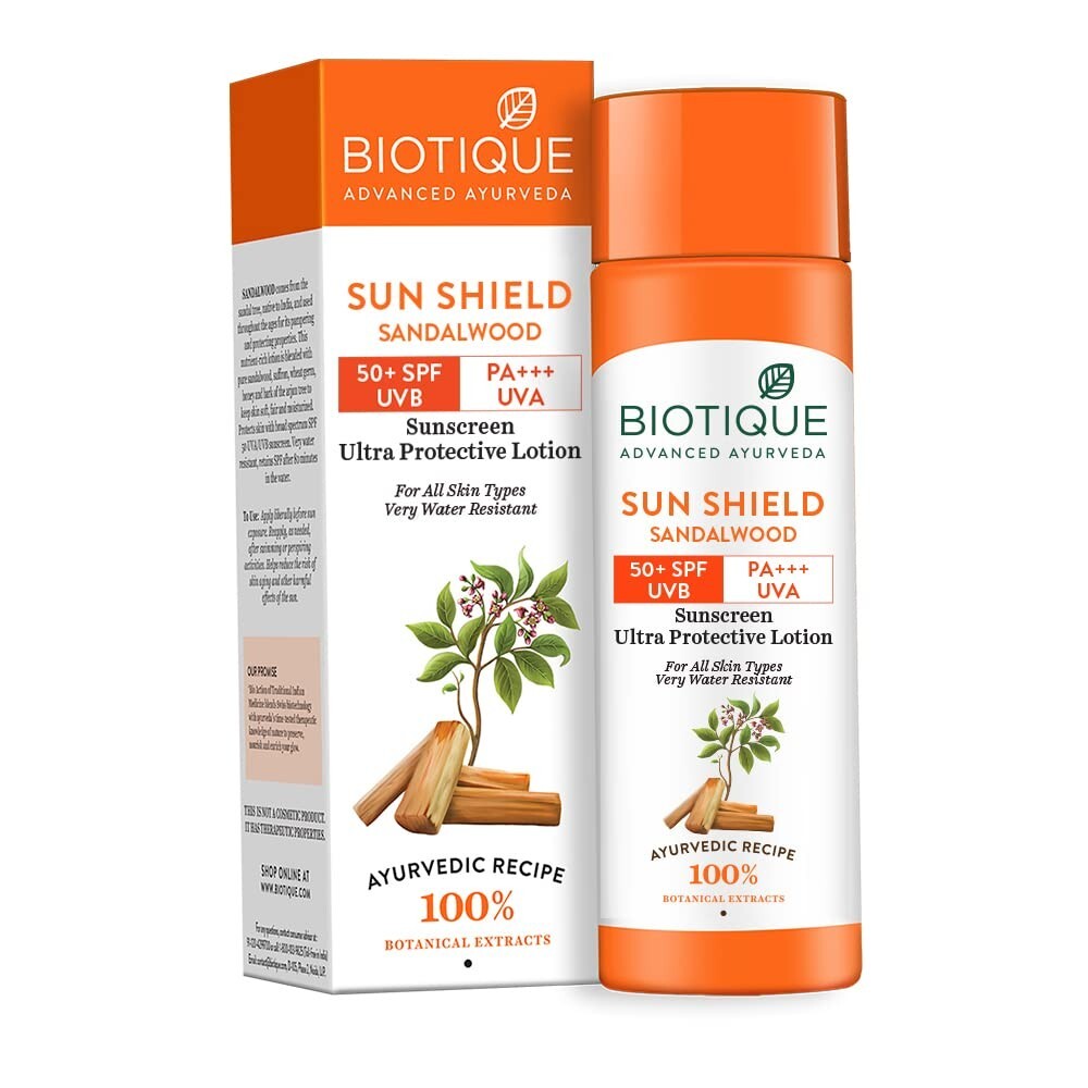 Biotique Bio Sandalwood 50+ SPF UVAUVB Sunscreen Ultra Soothing Lotion 120ml,