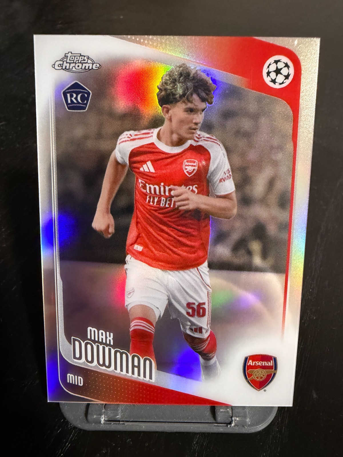 2025-26 Topps Chrome UEFA MAX DOWMAN Rookie RC Refractor SP #57 Arsenal