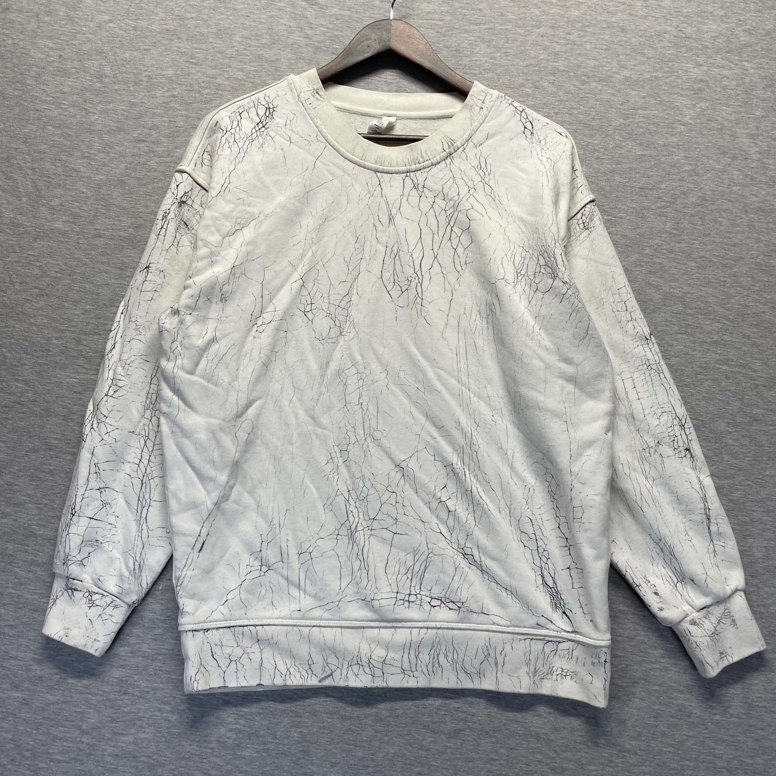 Lululemon Perfectly Oversized Sweatshirt Womens 2 White Marble Print Crew Neck