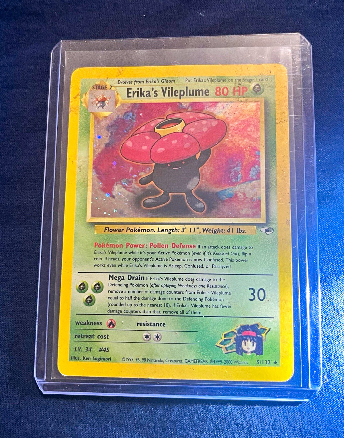 Pokemon Erika's Vileplume 5/132 Gym Challenge 1999 Holo Rare 80 HP English