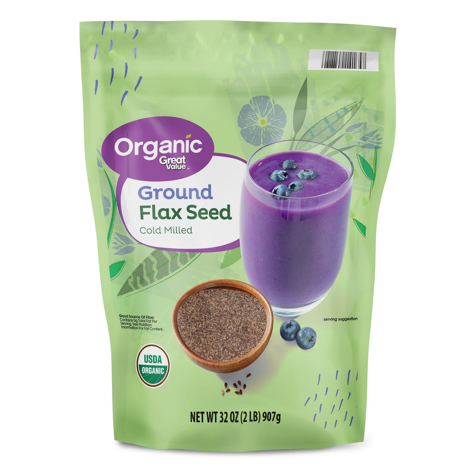 Great Value Organic Ground Flax Seed, 32 oz ,907g.