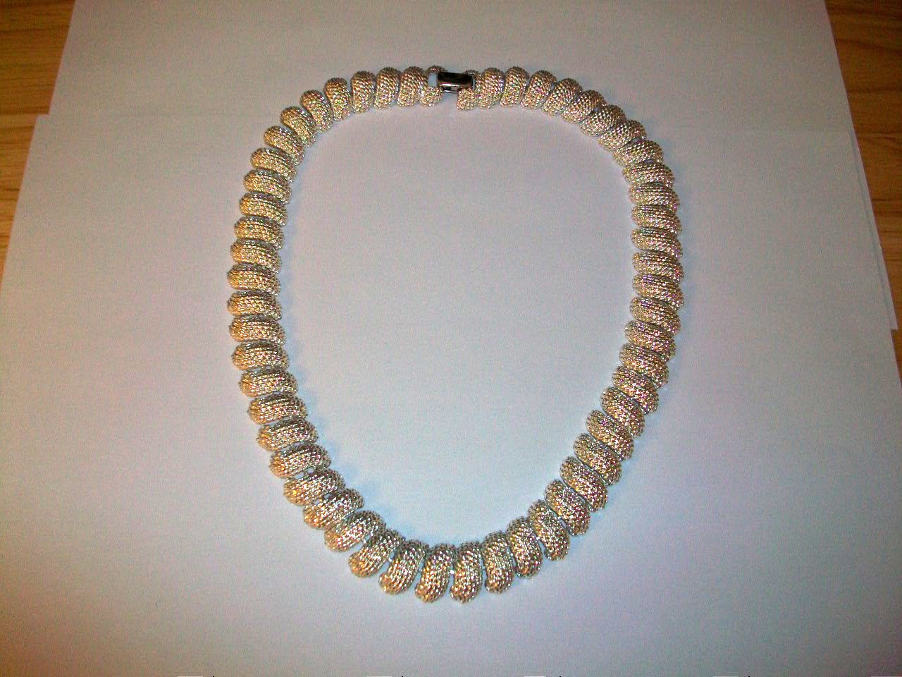 Vintage Napier Silver Tone Textured San Marco Style Chunky Necklace - Signed Vintage Napier Silver Tone Textured San Marco Style Chunky Necklace - Signed