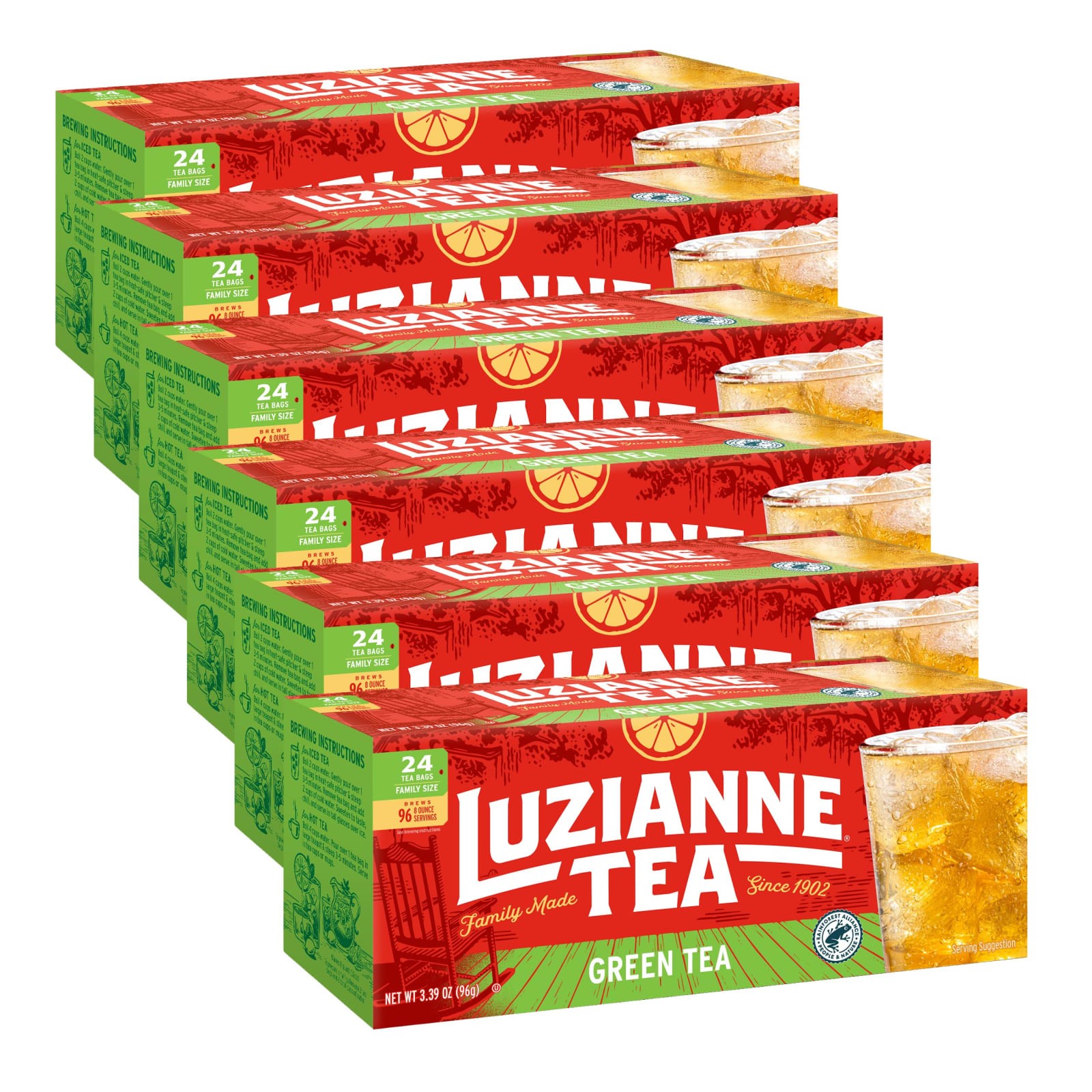 Luzianne Iced Green Tea Bags 24 Count Pack of 6 100% Green Tea Luzianne Iced Green Tea Bags 24 Count Pack of 6 100% Green Tea