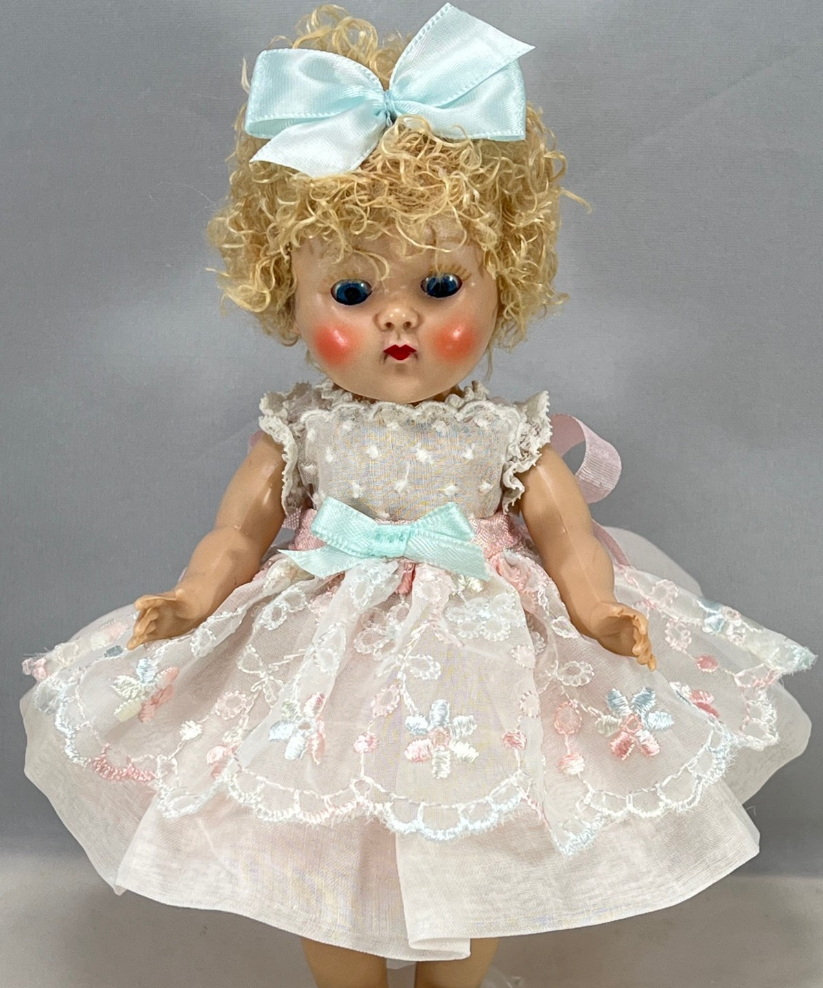 VINTAGE Light Pink Dress w-Apron fits Ginny + Bloomers, Slip & Hair Bow NO DOLL