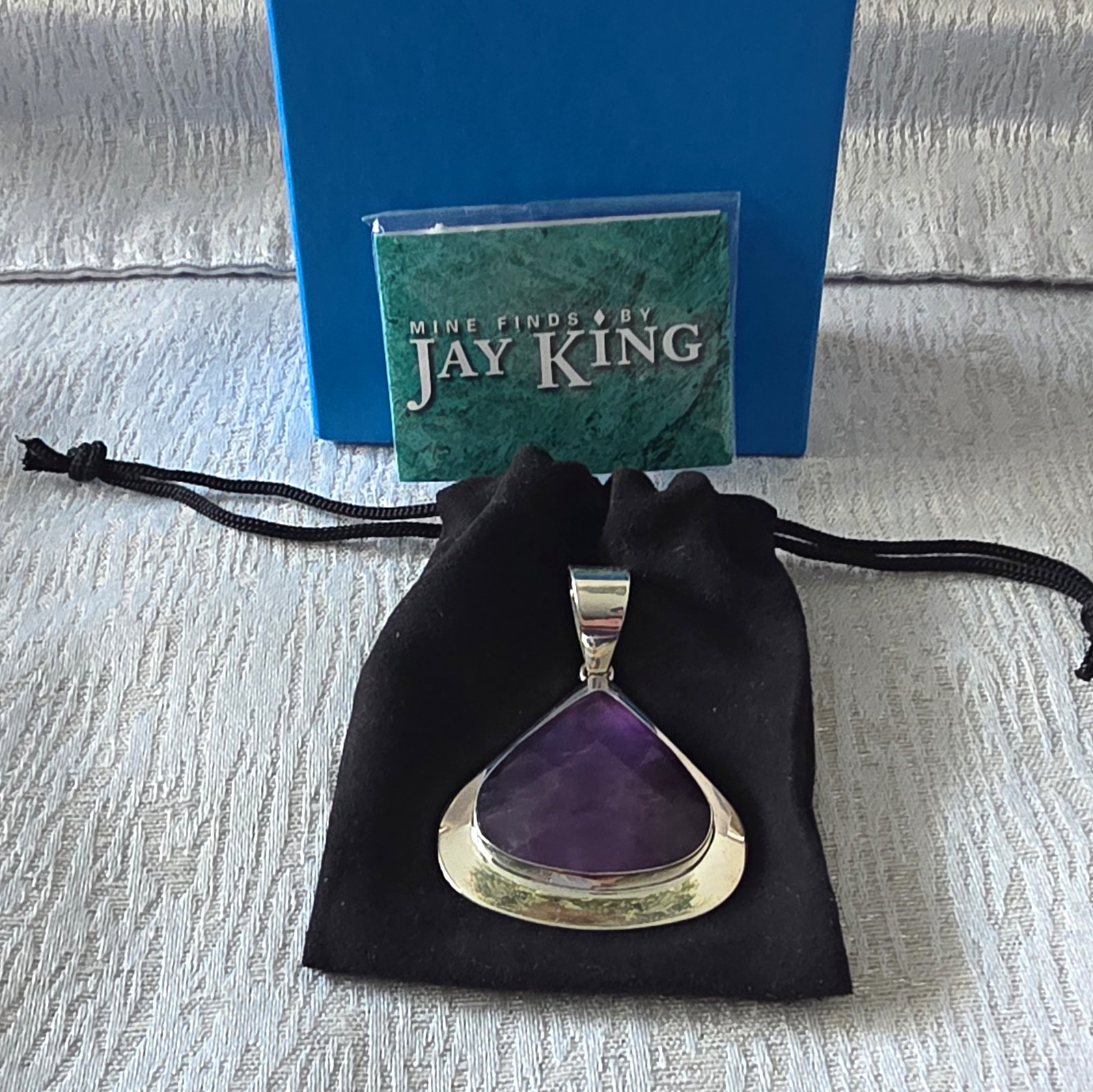 Mine Finds by Jay King Purple Amethyst Teardrop Charm Pendant Bezel Signed