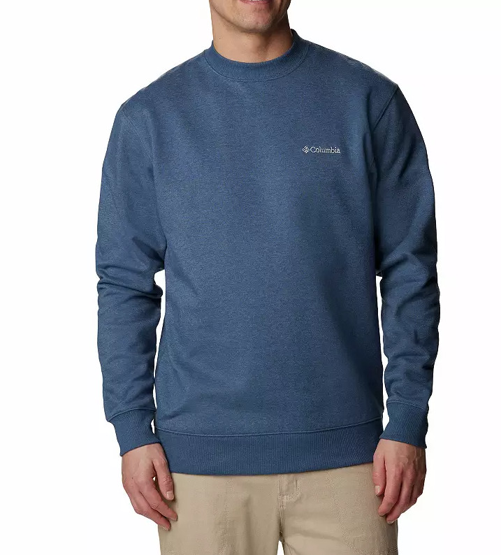 Columbia Men\'s Hart Mountain II Crewneck Carbon Heather Sweatshirt Blue Size XL
