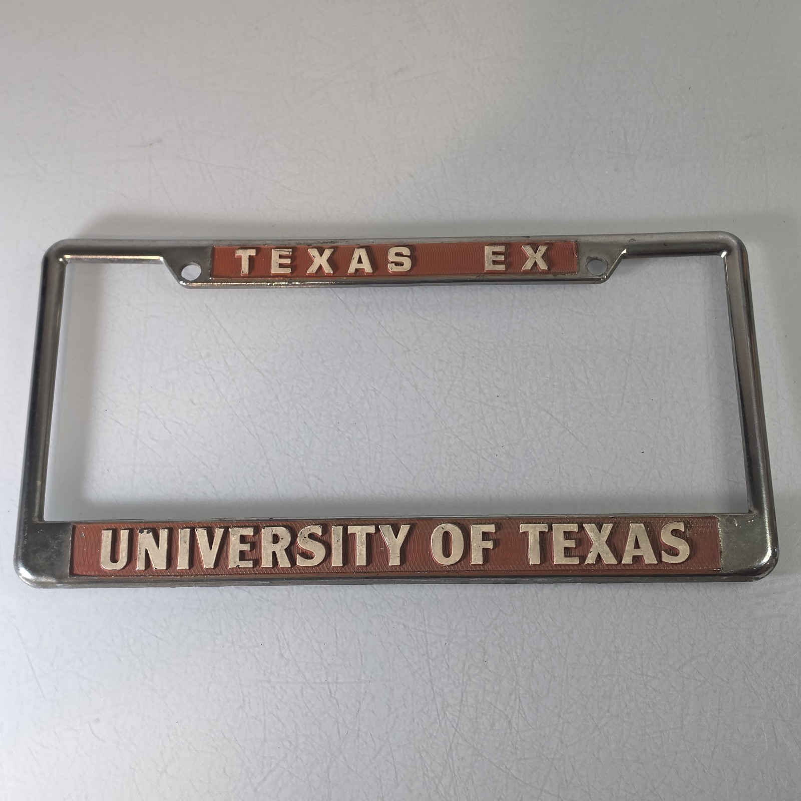 Vintage Texas Ex University Of Texas Longhorns Metal License Plate Frame