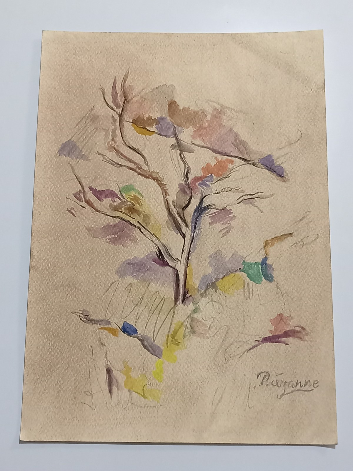 Paul Cezanne Drawing on paper (Handmade) signed and stamped mixed media.