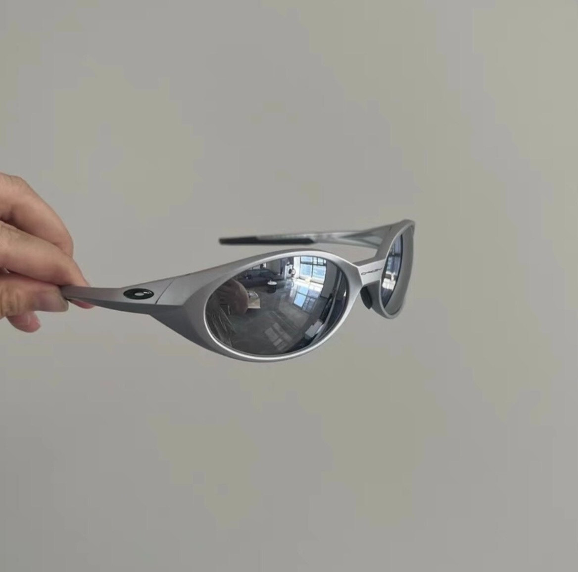 Retro Oakley Eye Jacket Redux Sunglasses Silver frames Silver Lens Y2k Avantgard